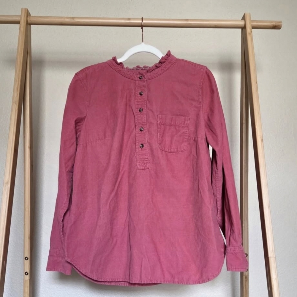 Corduroy Pink Button-Up Long Sleeve Shirt